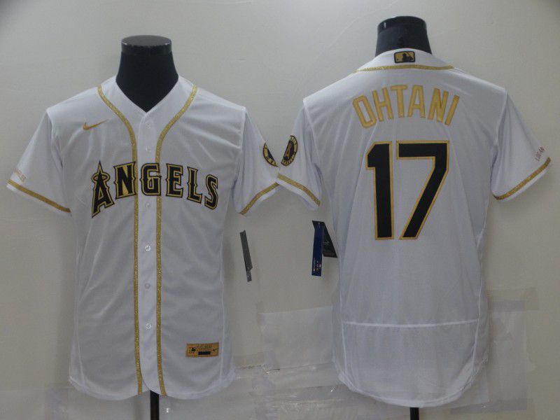 Men Los Angeles Angels #17 Ohtani White Elite 2021 Nike MLB Jersey